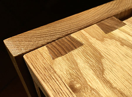 Dovetail joint in oak drawer